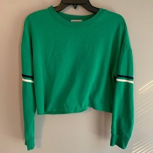Green Long Sleeve Crop Top